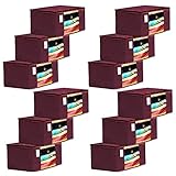 Kuber Industries Saree Covers With Zip|Clothes Storage Bag|Garment Bag For Travel, Wedding, Storage|Pack of 12|Maroon