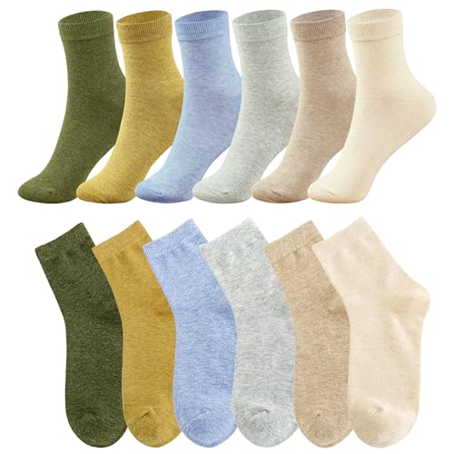 Image of MAGIARTE Womens Mini Crew Cotton Socks,6 Pairs | Anti-pilling Cotton, Casual Athletic, Quarter Calf, Moisture Wicking,Gift box packaging