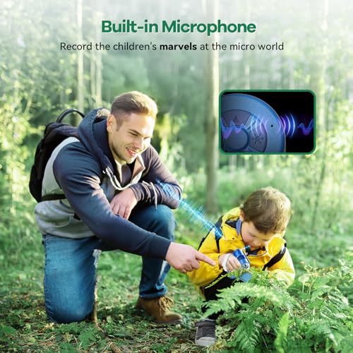 Image of Hideal HP20 IPS Microscope for Kids: [3-in-1] [Easy and Fun] 2 inch Portable Handheld Microscope Miniscope, Pocket Mini Scope Educational Science Kit, Christmas Birthday Gifts for Kids, 32GB, Blue
