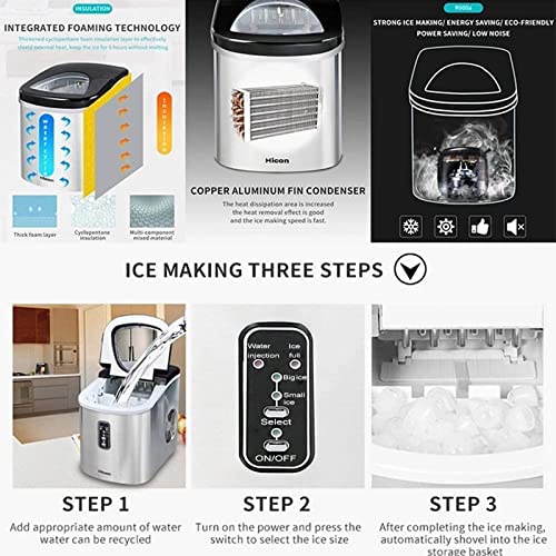 Máquina fabricadora de hielo para encimera, cubos de hielo listos en 6 minutos, produce 33 libras de hielo en 24 horas, ideal para fiestas y bebidas mezcladas miniatura 2