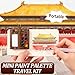 Mini Watercolor Travel Paint Set, 15 Grid Mini Portable Watercolor Palette with A Clip, Wooden Mini Paint Palette with Colours, Book, Binder Clips, Watercolor Pens for Painters Artists Students