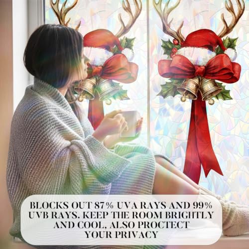 Image of Reindeer Antler Bell Bow Holographic Window Film 17.32x39.37in