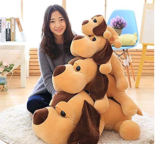 Image of Tickles Cute Lying Dog Soft Stuffed Plush Animal Cushion for Kids Girl Birthday Car (Color: Brown Size: 30cm)