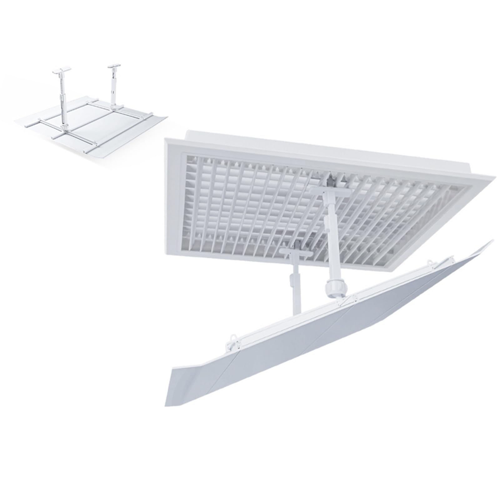 Piastra di guida per deflettore dell'aria da soffitto, deviatore quadrato per ufficio, deviatore regolabile per bocchetta dell'aria bianca (60 x 60 cm)