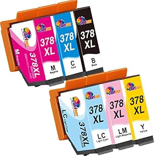 Clorisun 378XL Ink Cartridges for Epson 378 378XL Ink for Epson Expression Photo XP-8500 XP-8600 XP-8605 XP8500 XP8600 XP8605 Printer(Black,Cyan,Magenta,Yellow,Light Cyan,Light Magenta) 6 Pack