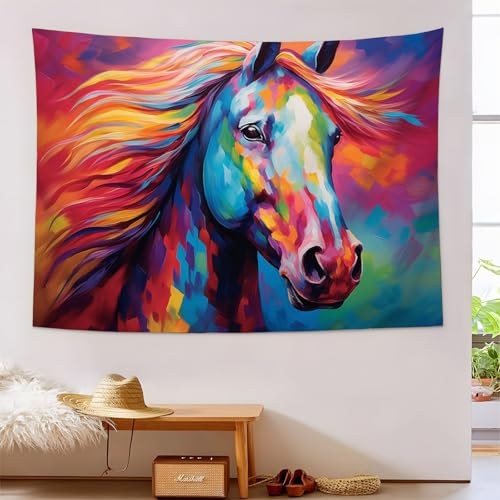 Tapices de pared de caballos con pintura al óleo colorida para decorar tu cuarto