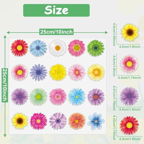 20 piezas pegatinas gel flores primavera para ventana miniatura 2