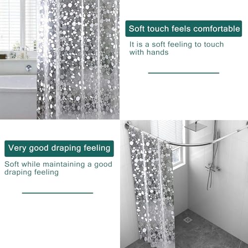 Image of Kuber Industries AC Curtain|PVC Door Window Curtain|Curtains for Door|Curtain for Bathroom|Window Blackout Curtain|Shower Curtain with 8 Rings|7 Feet|Stone Print|Pack of 6|Transparent