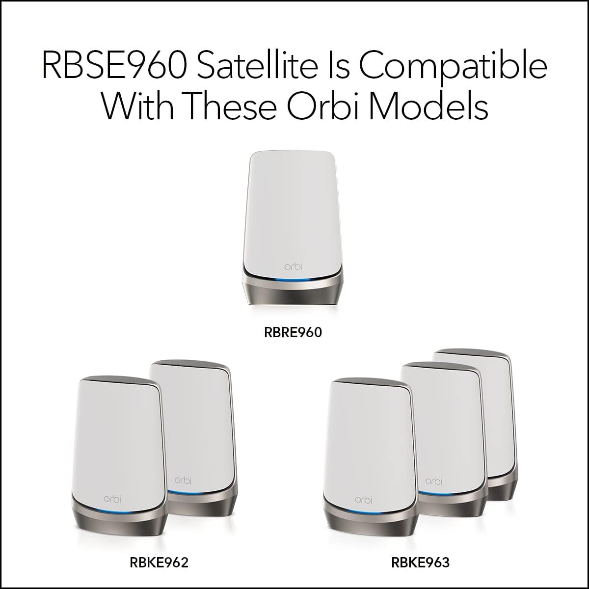 NETGEAR Orbi Quad-Band WiFi 6E Mesh Add-on Satellite (RBSE960) - Works with Orbi RBRE960, RBKE962, RBKE963, Adds Coverage Up to 3,000 sq. ft, AXE11000 (10.8Gbps) (Renewed)