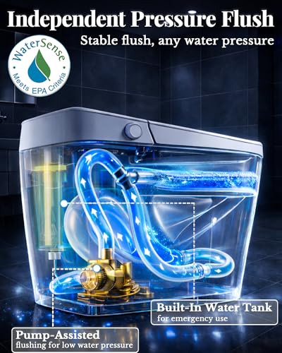 Image of EchosLife Luxury Smart Toilet with Bidet Built In, Auto Open /Close, Auto Flush, Blackout Flush, Foam Dispenser, Odor Control, ADA Comfort Height One Piece Elongated Toilet, Tank Built-In, Heated Seat