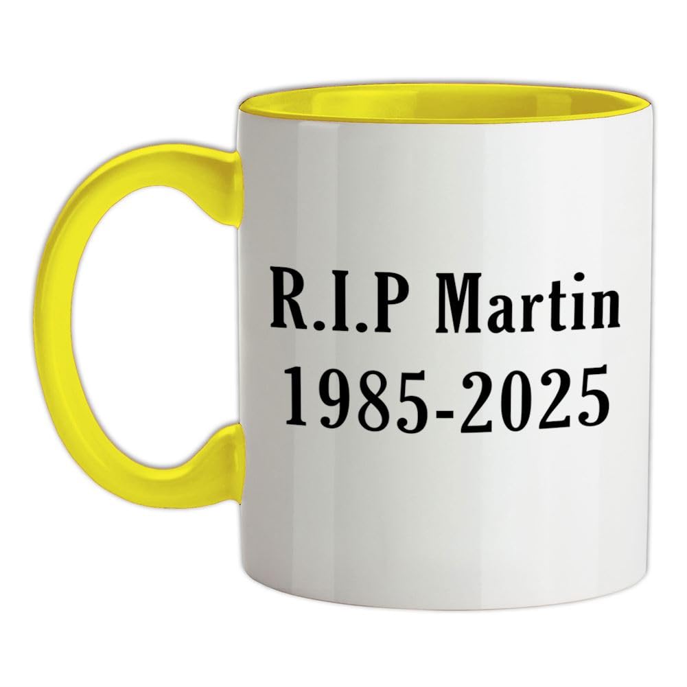 R.I.P. Martin 1985-2025 - 11oz - Ceramic Two-Tone Mug for Coffee/Tea - Yellow/White - One Size