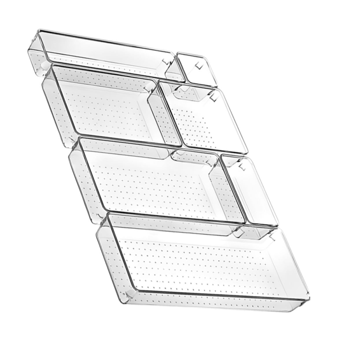 UKCOCO Set Organizer Trasparente in Pet per Cassetti Dimensioni, Contenitori Versatili per Gioielli e Cancelleria, Facile da Pulire per Casa e Dormitorio