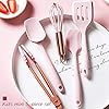 Collfa Rose Gold And Pink Kitchen Utensil Small Five-Piece Set Mini Silicone Kids Kitchen Tools Whisk Spatula Tongs Spoon And Slotted Spatula(Kids Baking Supplies) #1