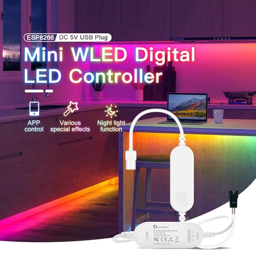 GLEDOPTO Mini WLED Digital LED Controller esp8266 Chip DC 5 V USB Plug WiFi App gesteuert DIY Lichteffekt auf 100 Spezialeffekten