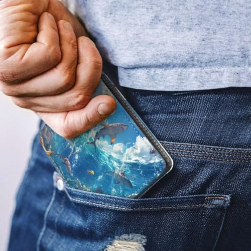 Image of Coldinair Underwater Shark Kids Wallet,Little Boys Wallet for Kids,Leather Bifold Wallet Credit Card Cash Id Holder Slim Rfid Blocking