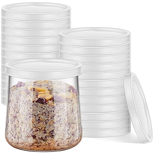 Tessco Yogurt Container Lids Clear Plastic Yogurt Jar Lids Replacement Covers For Yogurt Jars Reusable Jar Lids Compatible With Oui Yogurt Jars For Glass Jars Containers(24 Pieces) #TOP3