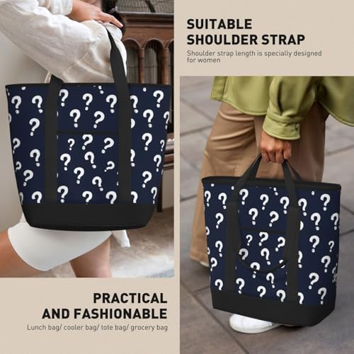 Grand sac isotherme doux imprimé point d'interrogation blanc et réutilisable - 7