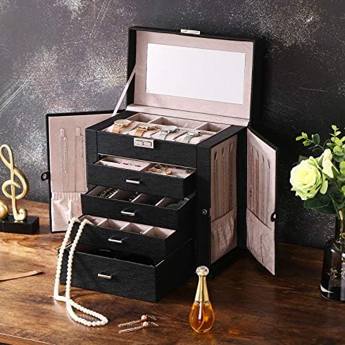 ANWBROAD Jewelry Box with Removable Drawers for Women Large Jewelry Organizer in Different Ways for All Your Jewelry Sturdy Jewelry Case JJB003