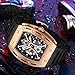 AIMES Watch Wristwatch Fashion Hollow Big Dial Luminous Waterproof Sport Analog Quartz Business Mens Watches Silicon Strap Dress Watch (Gold Black)
