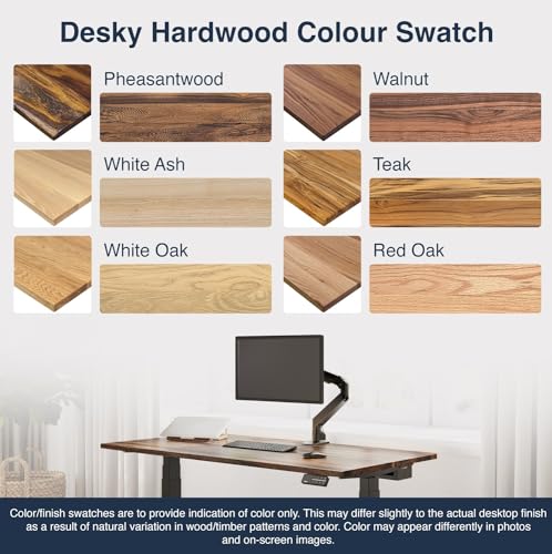 Desky Dual Hardwood Sit Stand Desk - 60x30 with Grommets Adjustable Standing Desk - Ergonomic Sit & Stand Up Desk - Standing Desk - Adjustable Height Sit Stand Desk - Walnut Real Wood Desk - Image 9