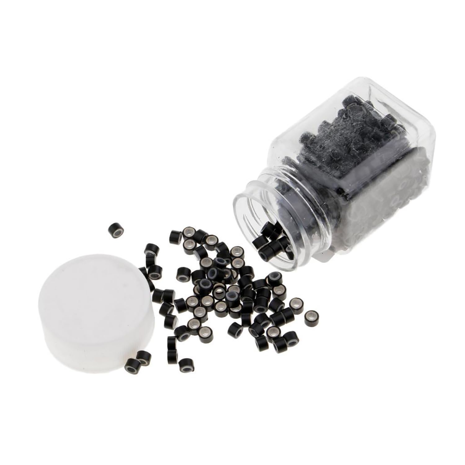 Micro Rings for Hair Extension Silicone Micro Rings Beads loop Human Feather Hair Extension Tip (5mm,300pcs,Black)