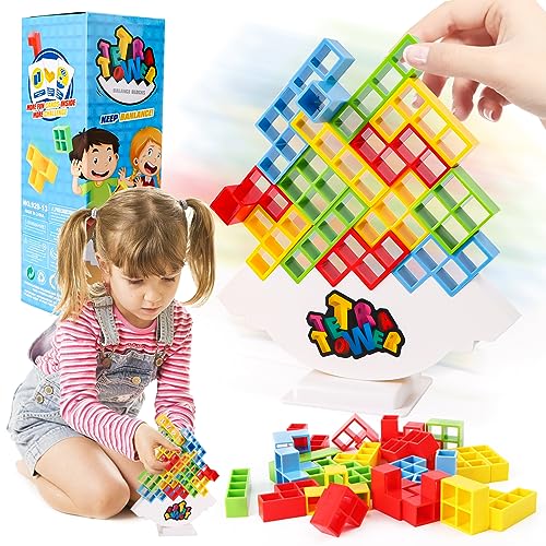 KFDDRN Tetra Tower Balance-Spiel, 48-Blocks Balance-Blöcke, Puzzle-Spiel namens Tetris Tower Balance für Kinder und Erwachsene, Denkspiel, Bausteine, Intelligenz