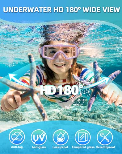Kids Goggles with Nose Cover,Anti-Fog Swimming Goggles for Kids 6-14 - image 3