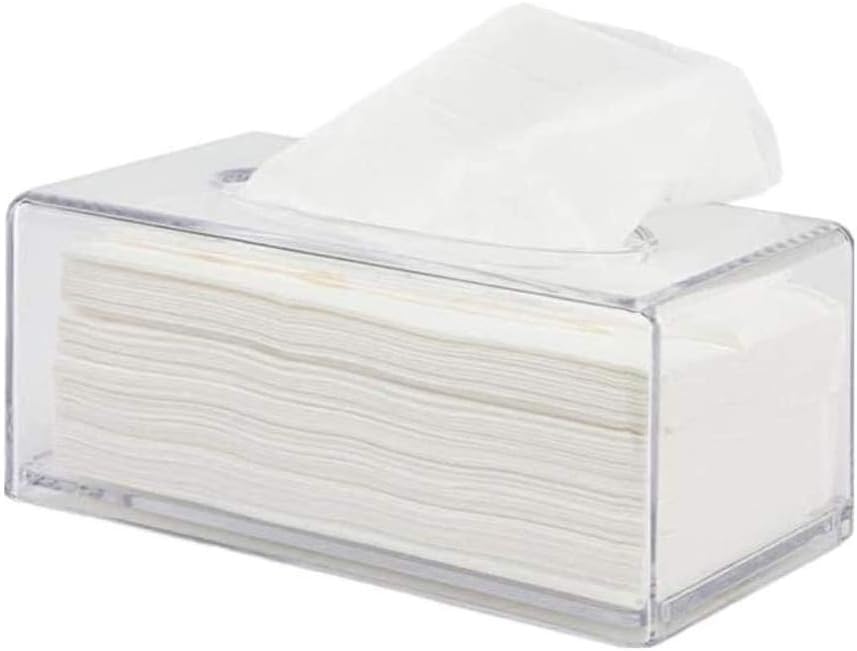 Facial Tissue Dispenser Box Cover Holder Clear Acrylic Rectangle Napkin Organizer for Bathroom, Kitchen and Office Room