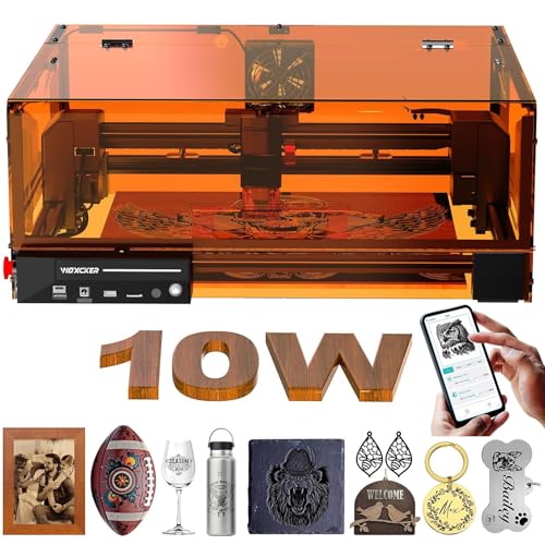 Laser Engraver, Woxcker L2 MAX 10W Enclosure Laser Cutter and Engraver Machine, 300x300mm Bed Size CNC Engraving Machine 0.01mm High Precision for Wood Stainless Steel Glass Metal (Class 1 10000mW)