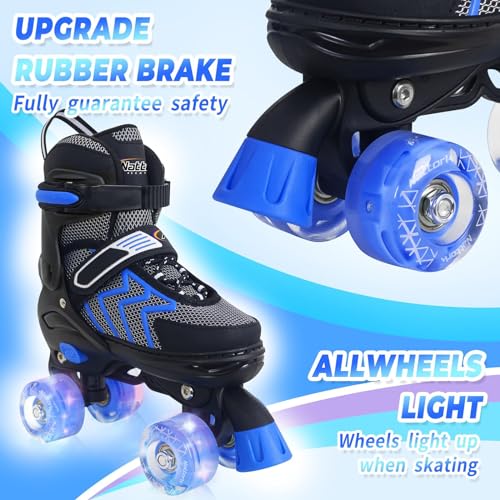 Image of Kids Roller Skates for Boys, Blue Adjustable Rollerskates with Light Up Wheels for Teens Youth Ages 8-12 10 11 12, Beginners Outdoor Sports, Best Birthday Gift for Kids