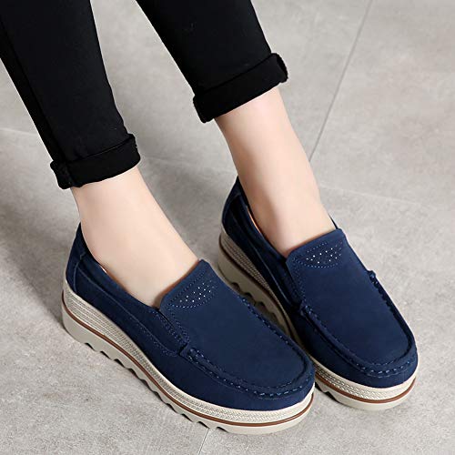 Image of YING LAN Women Slip On Loafers Comfort Suede Moccasins Wide Low Top Shoes