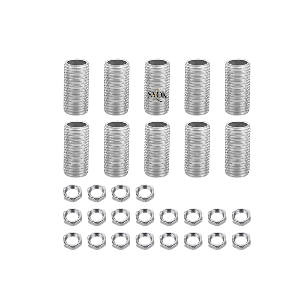 Lamp Pipe Nipple Kit – Zinc-Plated M10 Nipples -30mm/1.2 inch Length with M10 Nuts -3mm/0.12 inch Thickness (Pack of 10)-image-9