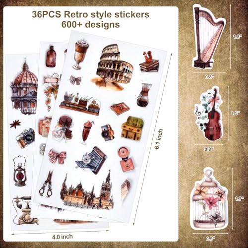 Dorbetar Adesivos vintage, adesivos fofos para scrapbook, adesivos estéticos, scrapbooks e junk jour