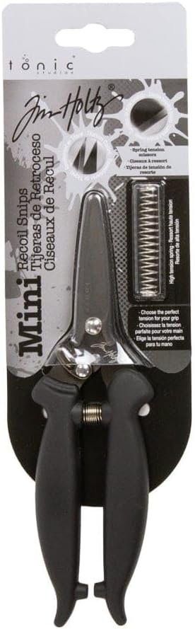 Tim Holtz Recoil Scissors - Titanium Coated, Double-Bevelled Blades, Black (6.7 Inch)