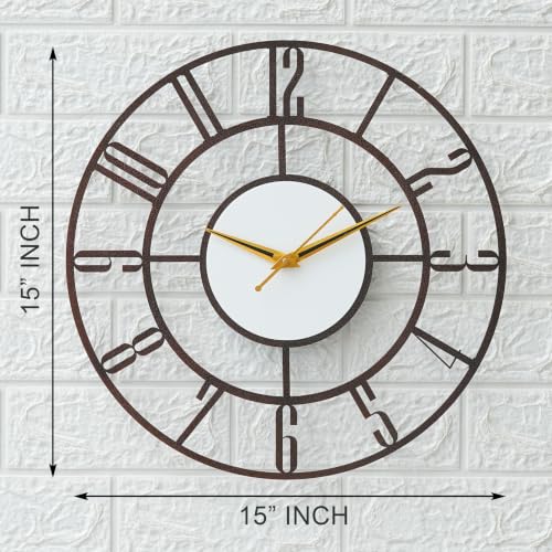 Image of Antique Metal Sweep and Silent Wall Clock for Home| Big Size Modern Decorative Wall Watch for Home Decor(English Number,40 Cm),Antique Copper