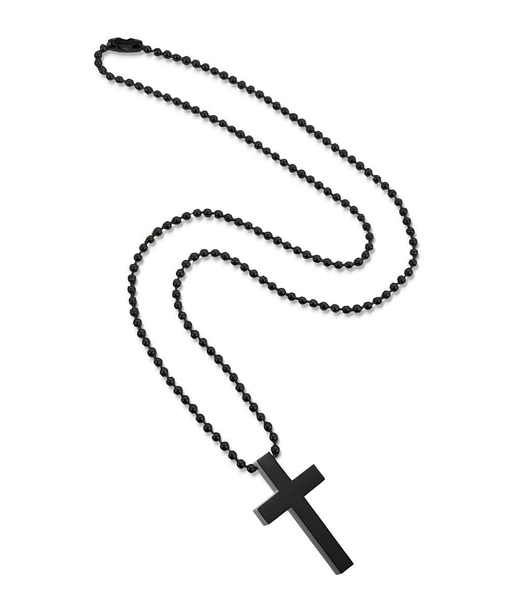 GenericAdhvik Unisex Metal Black Color Lord Holy Jesus Christ Cross Christian Catholic Isa Masih Pendant Locket Necklace With Ball Chain Christmas Spiritual Religious Jewellery Gift Set