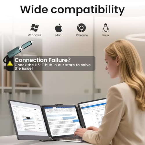 Image of 14 inch Triple Laptop Screen Extender - FHD 1080P Portable Monitor Work Travel Display 13-17 inch Laptops USB-C HDMI for Windows /Mac /Chrome