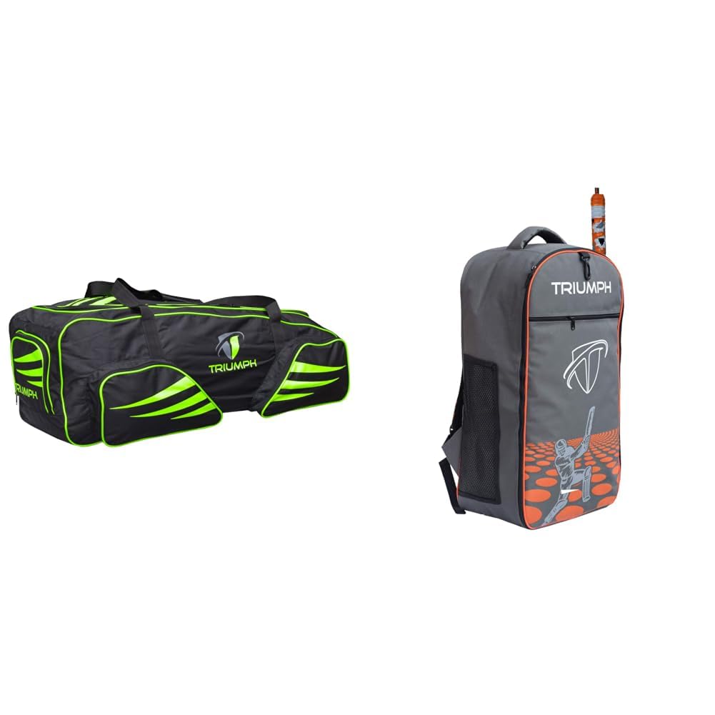 Triumph CLUBKIT-300 Cricket Holdall Bags Bag Size 36x12x14 + KB-2020 Cricket Backpack Full Padded Grey/Orange Bag Size 27X8X14-picture-15