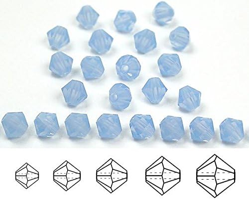 3mm Sky Blue Opal, Czech MC Bicone Beads (Rondell, Diamond Shape Crystals), 2.5 Gross = 360 Pieces