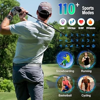 Military Smart Watches for Men (Answer/Make Calls), 1.39 HD Fitness Watches, Heart Rate/Sleep Monitor, 110+ Sports Modes Watch for Men, Waterproof Watch, 30Day, Watches for Android/iPhone, Black
