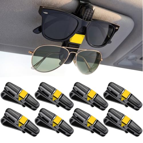 Image of Konohan 8 Pack Sunglasses Visor Clip Holders for Car, Double Glasses Mount Hanger Ticket Card Clip, 180 Degree Rotational Car Visor Accessories for Eyeglasses(Gold)