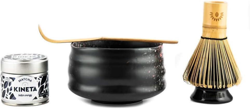 Ceremonial Matcha Gift Starter Set Includes 30g Organic Finest Matcha Tea, Handmade Bowl, Natural Bamboo Whisk and Spoon.