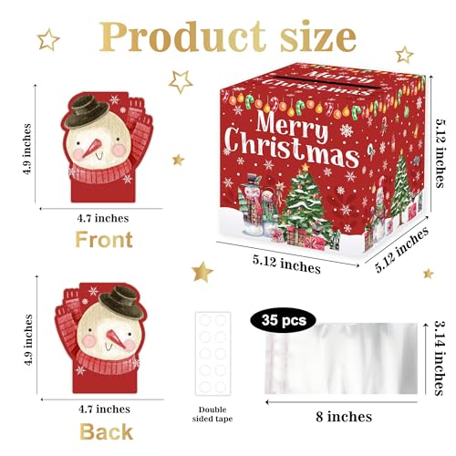 Christmas Party Surprise Gifts, Christmas Money Box for Cash Pull, Xmas Money Pull Box with Snowman Card and Transparent Bags, Xmas Cash Pull Boxes, Cash Pull Box for Kids Adults - Image 2