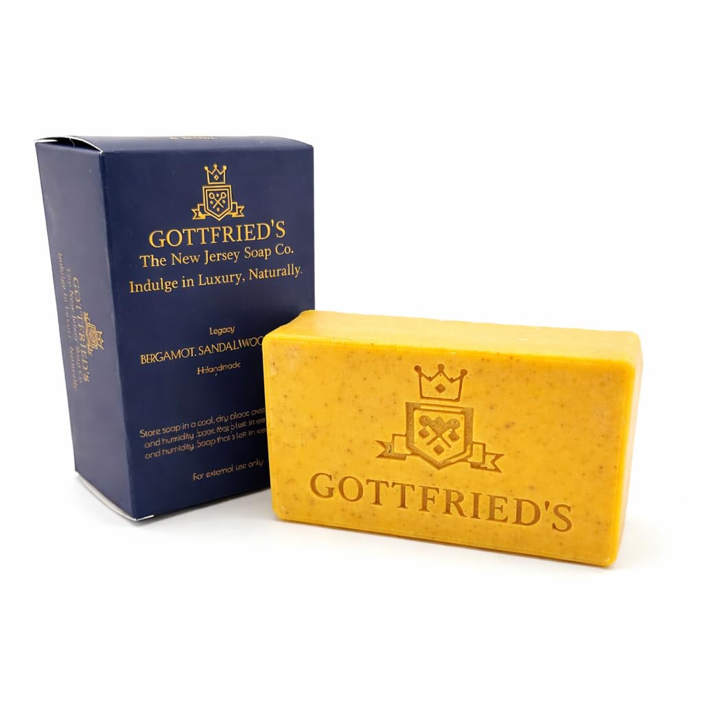 Gottfried's | Bergamot, Sandalwood & Musk luxury soap. VANGUARD Genre. 150 grams, soaps are handmade in small batches, sandalwood, beautifully rounded out by the depth of rich musk (3 Pack)