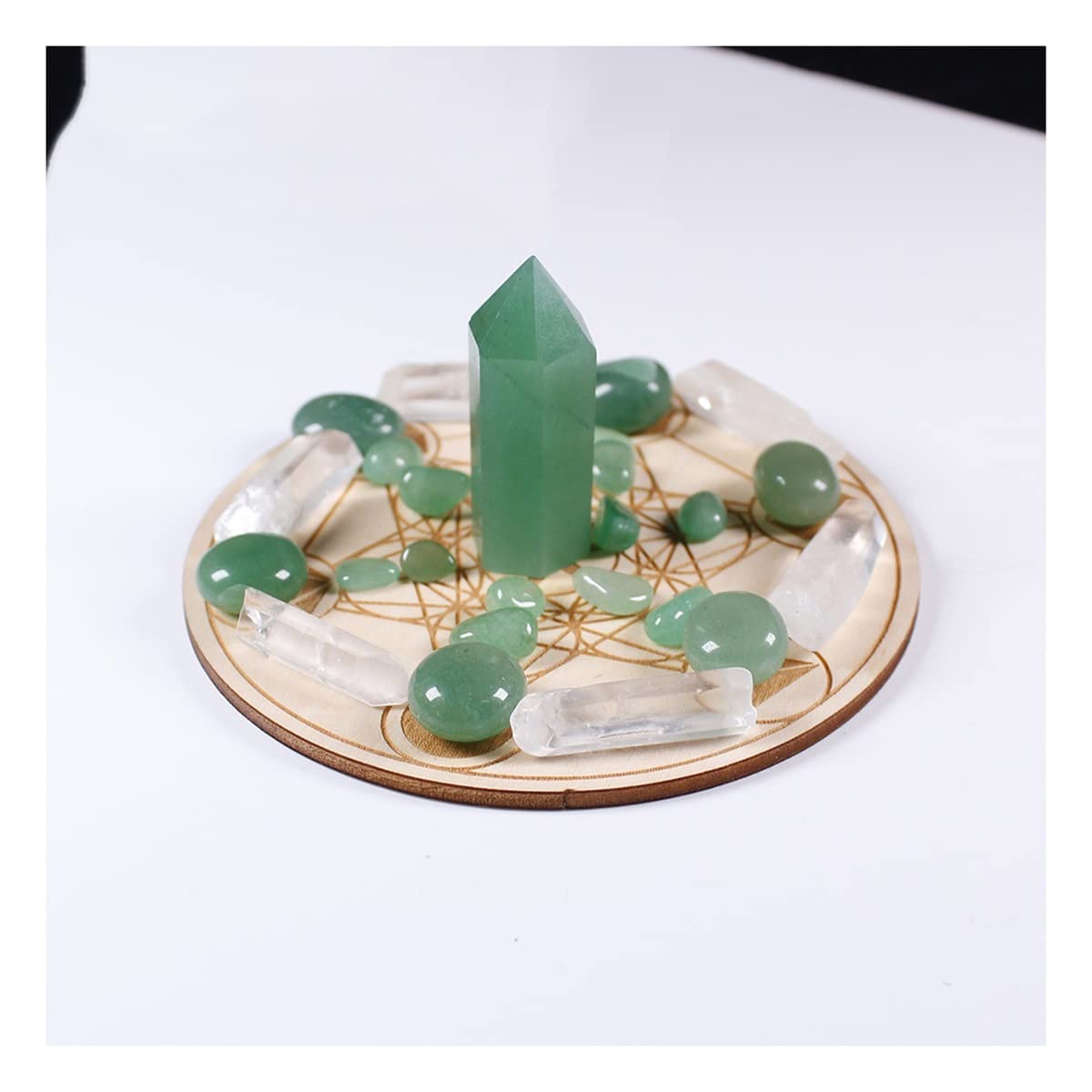 7 Chakra Crystal Stone Seven Star Array Wood Base pour harmonisation maison