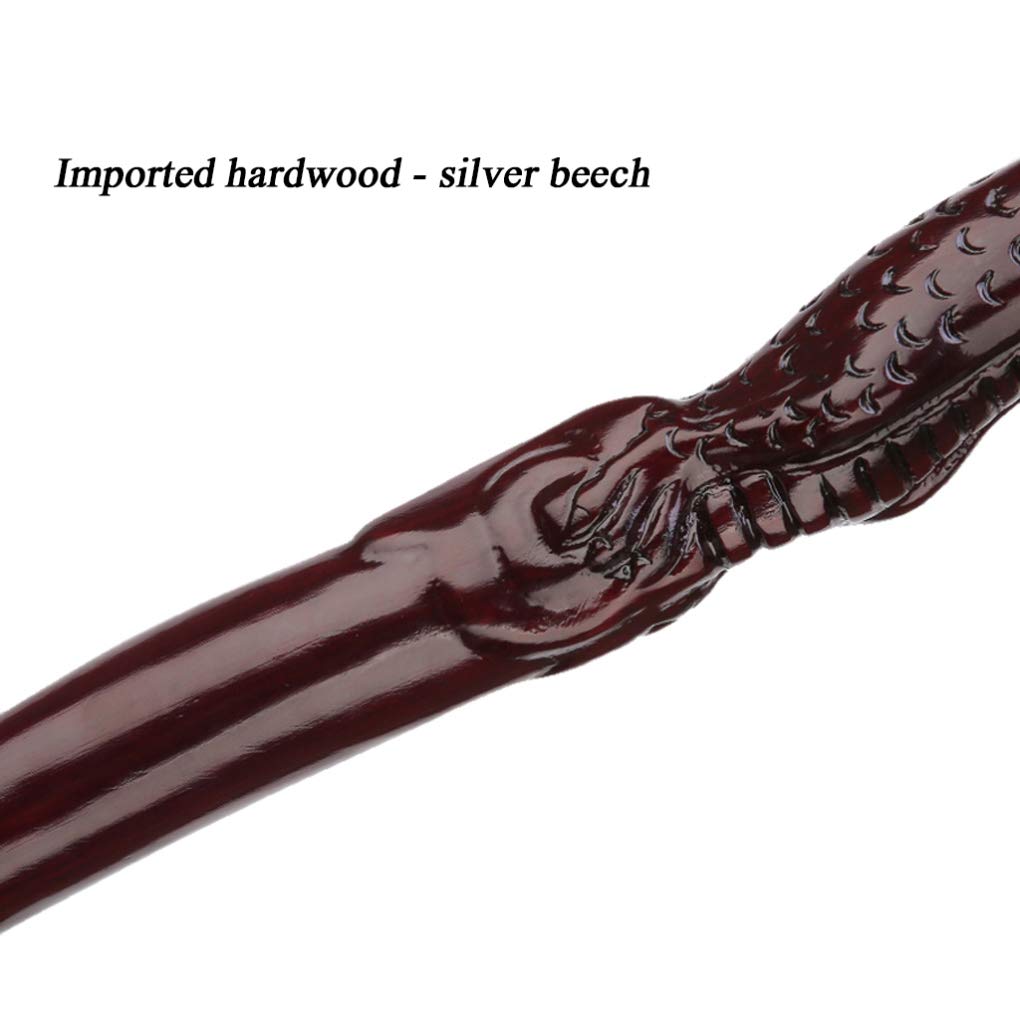 ATAAY Bastone da Passeggio Intagliato in Legno con Testa di Drago, Bastoncini Artigianali in Legno massello in Stile Tradizionale, Leggero e Resistente,Cane_36inch