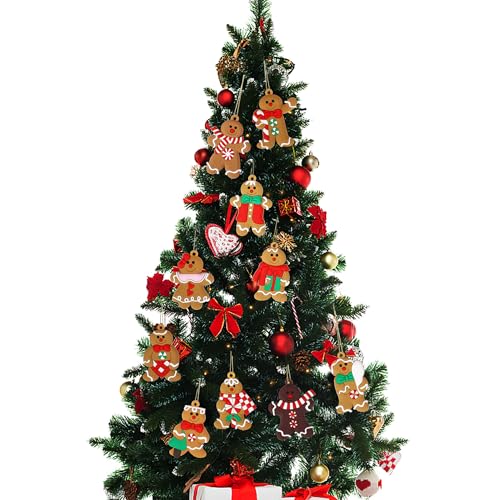 Yosichy 12Pcs Gingerbread Man Ornaments For Christmas Tree Assorted Plastic Gingerbread Figurines Ornaments For Christmas Tree Hanging Decorations thumb #1