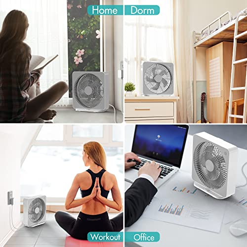 Askpulion 10 Inch Small Box Fan, 3 Speeds Square Fan Powered By Ac Adapter, Small Window Fan For Bedroom Bathroom Kitchen #TOP6