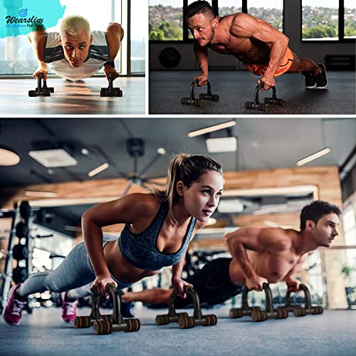 Image of Wearslim Professional Non-Slip Push-Up Bars - Foam Padded and Angled Grip Push-Up Stands for Chest, Back, Shoulders, and Arms