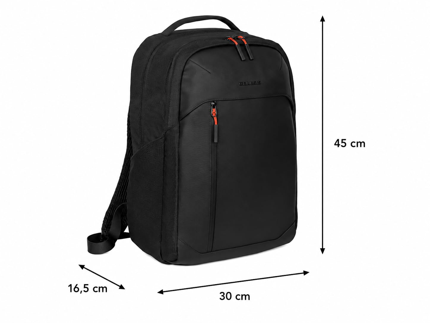 Genesis Pallad - Borsa per computer portatile da gaming da 14,1 a 17,3 pollici, scomparto per computer portatile, zaino per università, scuola, lavoro, studio, borsa impermeabile e cerniera, Nero, 30